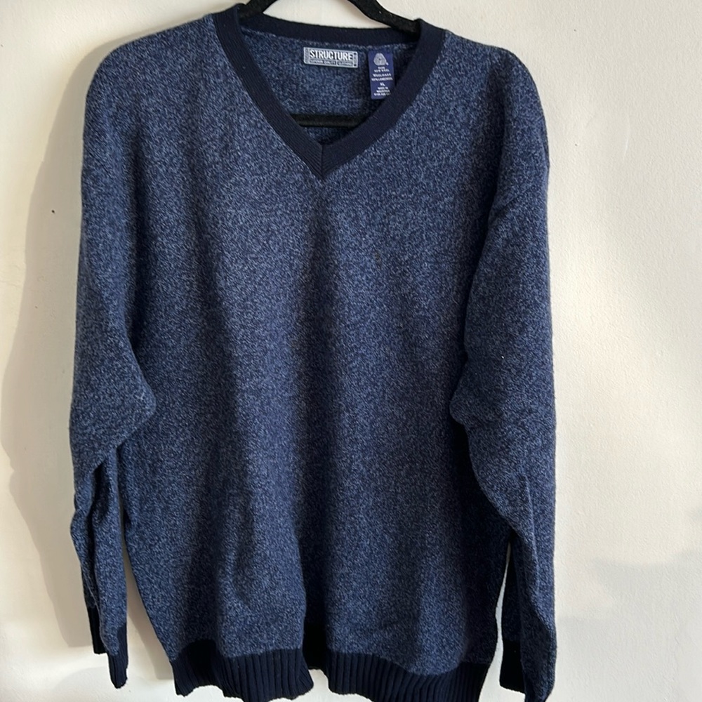 Structure vintageblue marked v-neck lambswool sweater